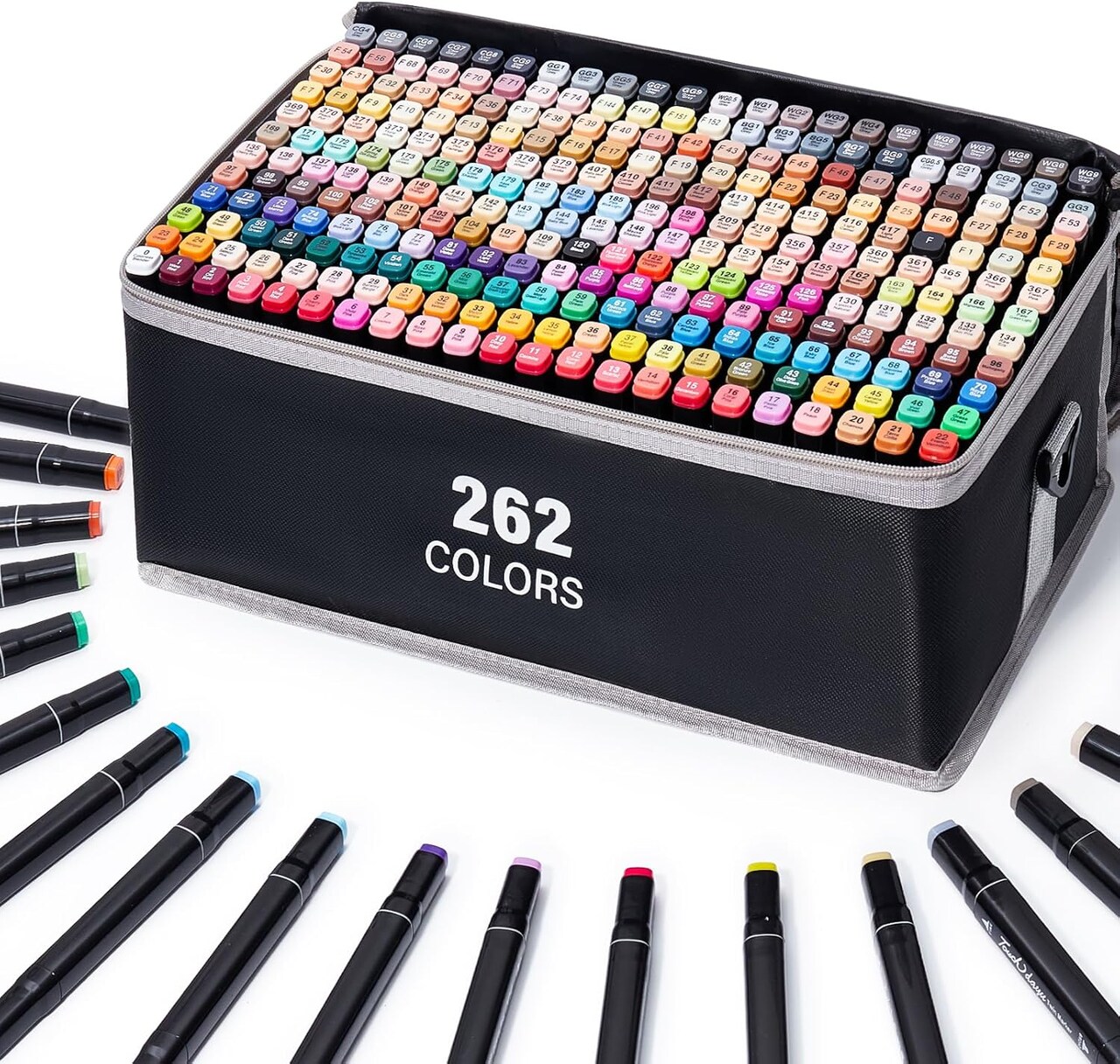 262 Colors Alcohol Markers – Dual Tip Permanent Art Marker Set with Fine & Chisel Tips, Alcohol-Based Ink, Carrying Case for Adult Coloring, Drawing, Painting, and Illustration